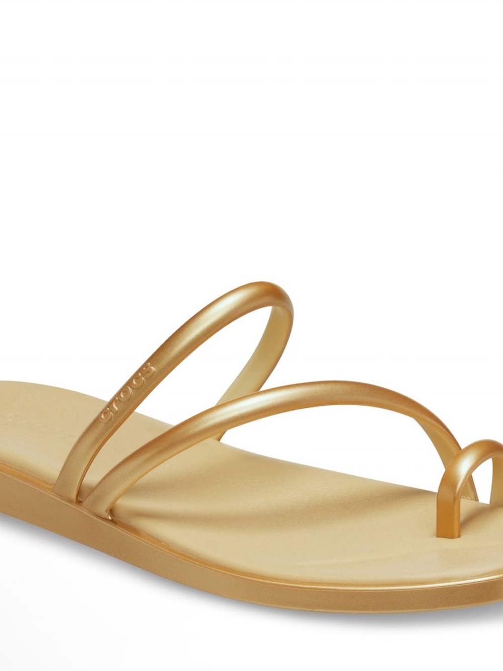 Crocs Women’s Metallic Gold Miami Toe-Loop Sandals - Picture 3 of 4